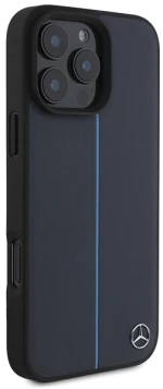 Mercedes MB Blue Line Leather MagSafe Case for iPhone 16 Pro Max - Navy Blue