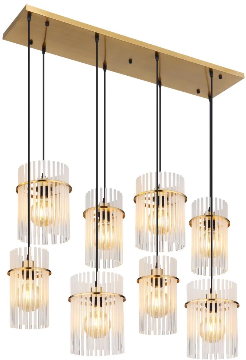 pendant lamp metal gold colors matt, 8x E27 - 15698-8HM