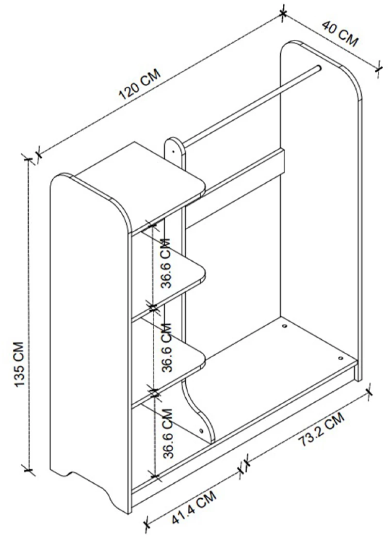 Έπιπλο εισόδου Rozesme Megapap χρώμα λευκό 120x40x135εκ.