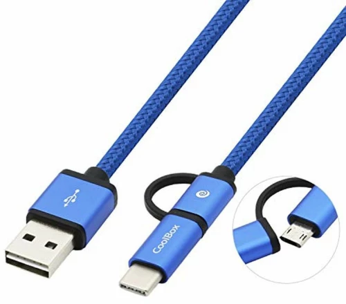 Καλώδιο USB σε Micro USB και USB-C CoolBox COO-CAB-U2MC-BL Μπλε S55094394