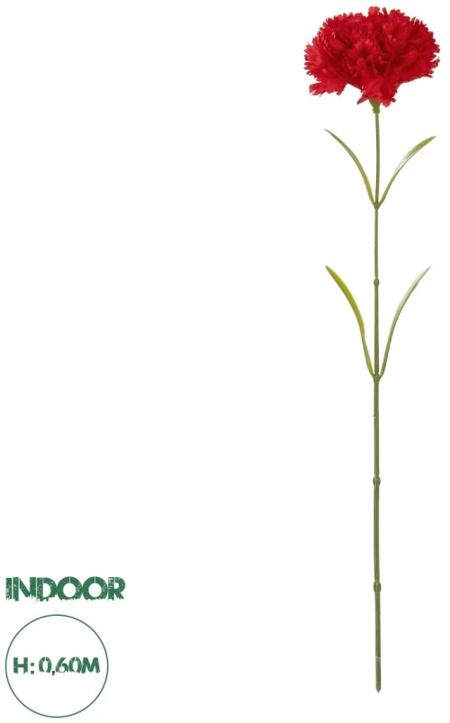 GloboStar® Artificial Garden Red CARNATION BRANCH 21210 Τεχνητό Διακοσμητικό Κλαδί Γαρίφαλο Κόκκινο Y60cm