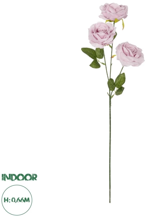 GloboStar® Artificial Garden PURPLE ROSE BRANCH 21194 Τεχνητό Διακοσμητικό Κλαδί Τριαντάφυλλα Μωβ Y66cm