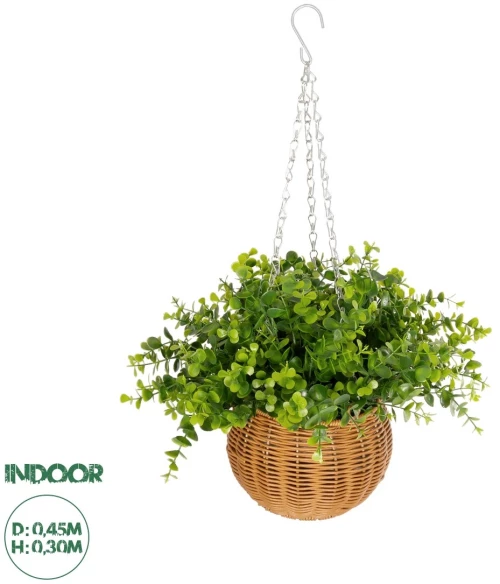 GloboStar® Artificial Garden EUCALYPTUS HANGING PLANT 20640 Τεχνητό Κρεμαστό Διακοσμητικό Φυτό Φτέρης Π45 x Μ45 x Y30cm