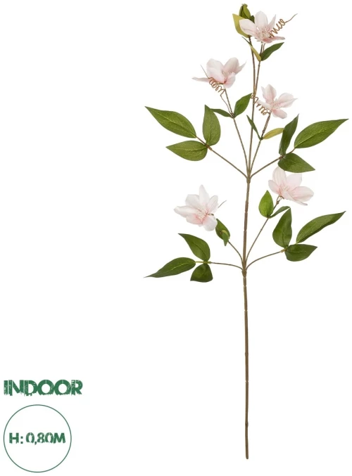 GloboStar® Artificial Garden PALE PINK CLEMANTIS BRANCH 21332 Τεχνητό Διακοσμητικό Κλαδί Ροζ Κλημεντίνα Y80cm