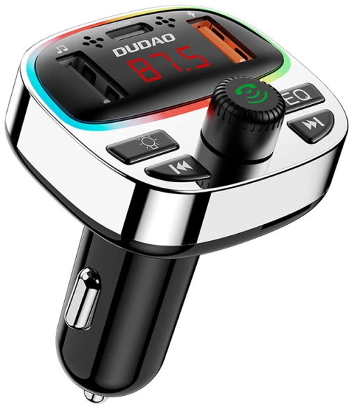 Dudao R2PRO+ Transmitter with PD25W Bluetooth 5.3 RGB Charging Ports - Black and Silver