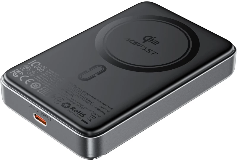 Acefast M11-10000 30W Qi2 Magnetic Power Bank with MagSafe - Black