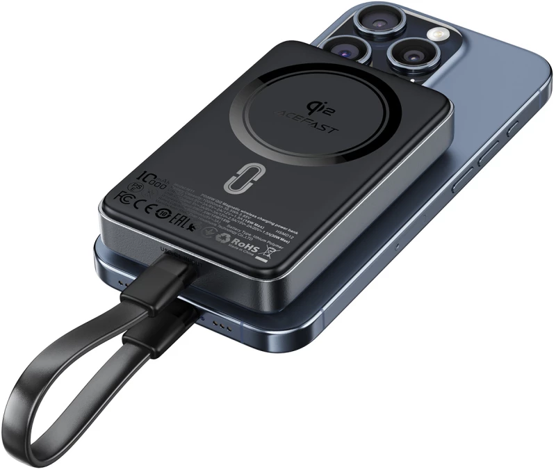 Acefast M11-10000 30W Qi2 Magnetic Power Bank with MagSafe - Black