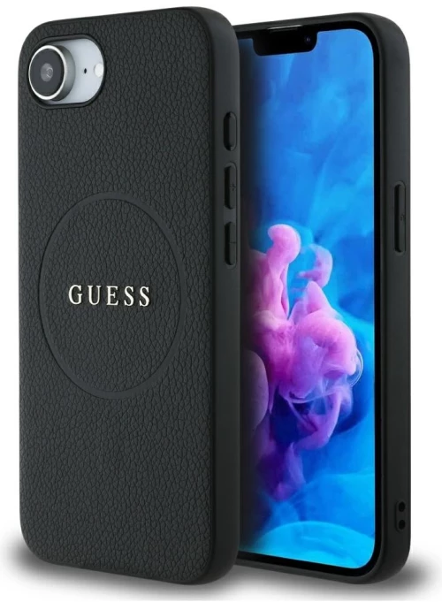 Guess PU Grained Classic Logo case with MagSafe for iPhone 16e - black