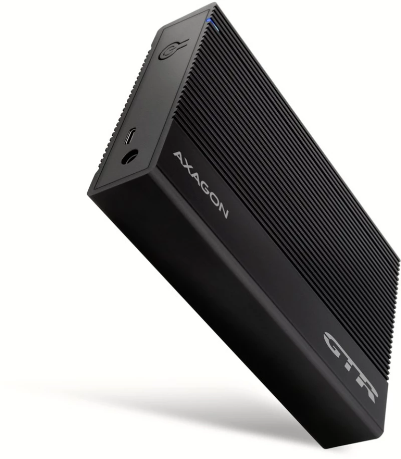 AXAGON EE35-GTR USB-C 3.2 Gen 1 - SATA 6G, 3.5" External Hard Drive Enclosure, Fluted - Black