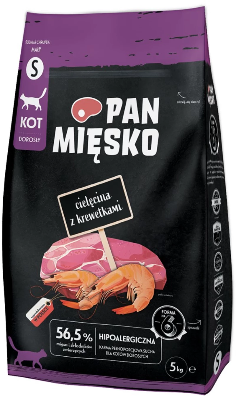 PAN MIĘSKO Veal with Shrimps Small - dry cat food - 5 kg