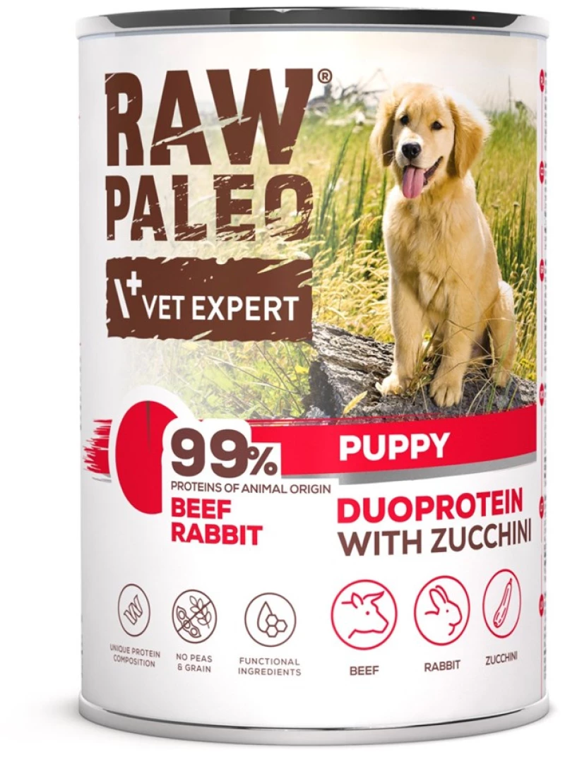 RAW PALEO Duoprotein Beef & Rabbit Puppy - wet dog food - 400g
