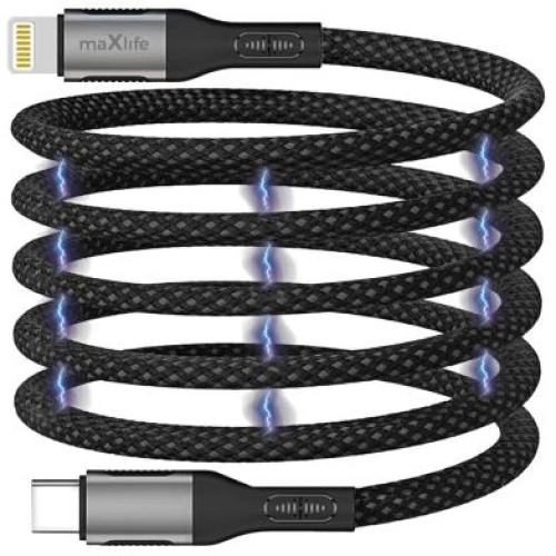 Καλώδιο Σύνδεσης USB 2.0 Maxlife MXUC-11 Magnetic Nylon USB C σε Lightning 27W 1m Μαύρο