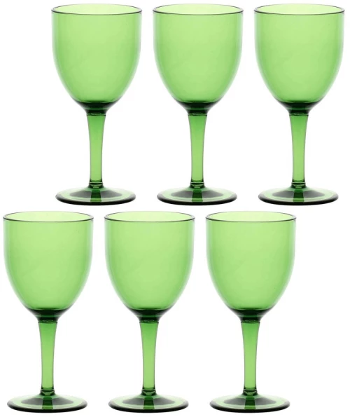 ROSE&TULIPANI FIABA Set of 6 Acrylic Wine Glasses 400 ml, Green