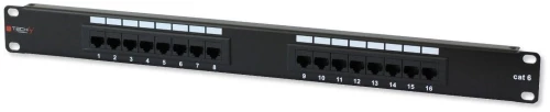 Techly Patch Panel UTP 16 Ports RJ45 Cat.6 I-PP 16-RU-C6T