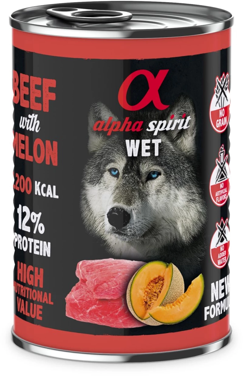 ALPHA SPIRIT WET Ternera con mel n - comida h meda para perros - 400g
