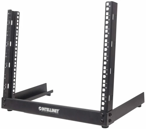 Intellinet Network Rack, Open Frame (Desktop), 8U, Usable Width 465mm, Black, Flatpack, 19", Three Year Warranty