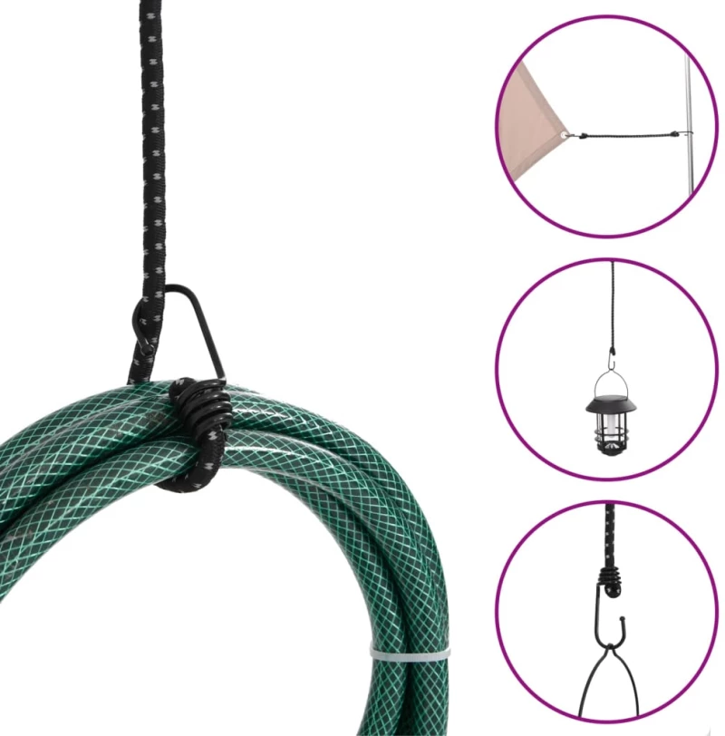 vidaXL Κορδόνια Ελαστικά Bungee με Γάντζο/Ανακλ. Ταινίες 50 τεμ 100 εκ