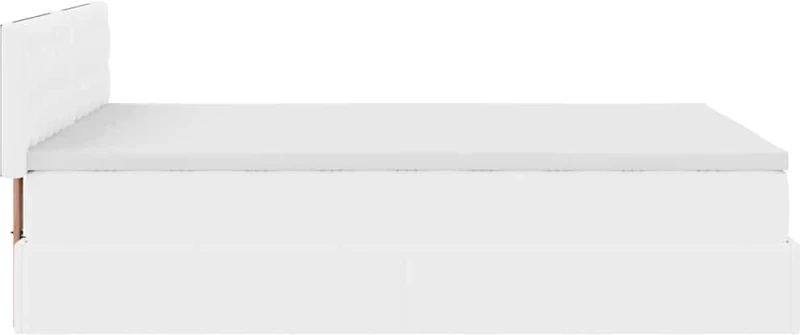 vidaXL Οθωμανικό κρεβάτι με στρώματα & LEDs Καθαρό λευκό Faux Leather
