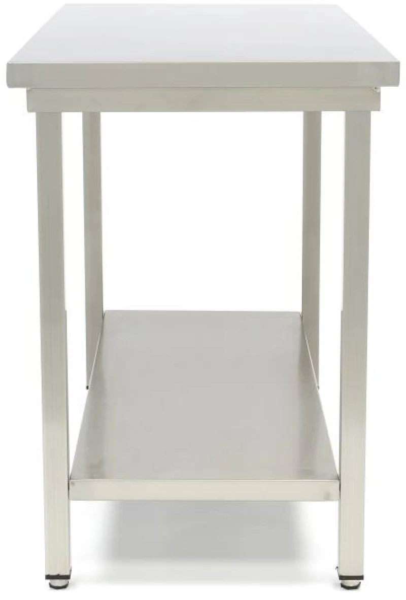 Stainless Steel Table - 160 x 60cm - Adjustable Height - with Storage Shelf