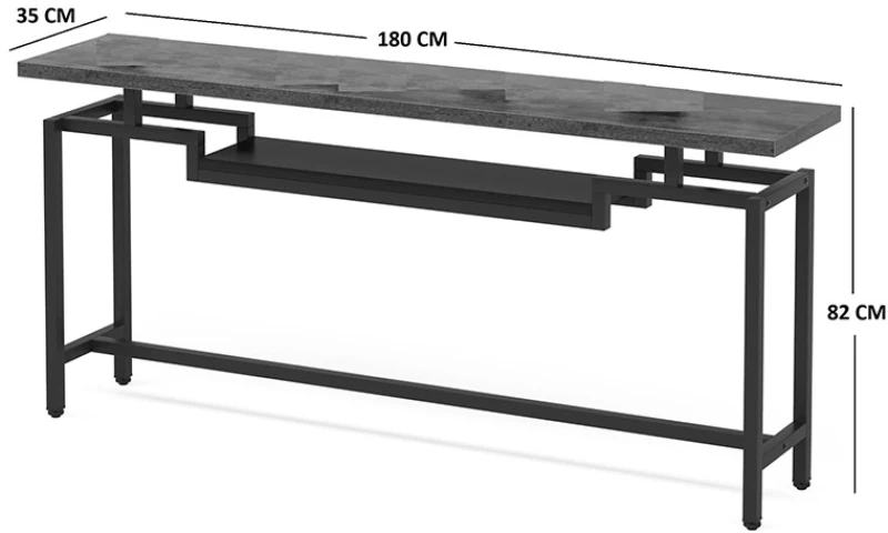 Κονσόλα Onole pakoworld σε καρυδί - μαύρο μέταλλο 180x35x82εκ