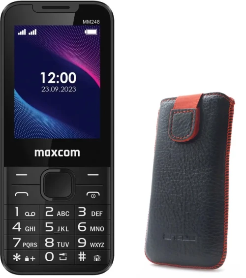Maxcom Strong MM248 (Dual Sim) 2.4" 4G  και Δώρο Θήκη Protect Ancus Δέρμα Μαύρη με Κόκκινη Ραφή