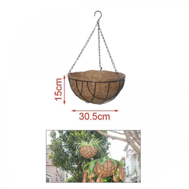 15 x 30.50cm Κρεμαστό Κασπώ - Μέταλλο & Κοκκοφοίνικας