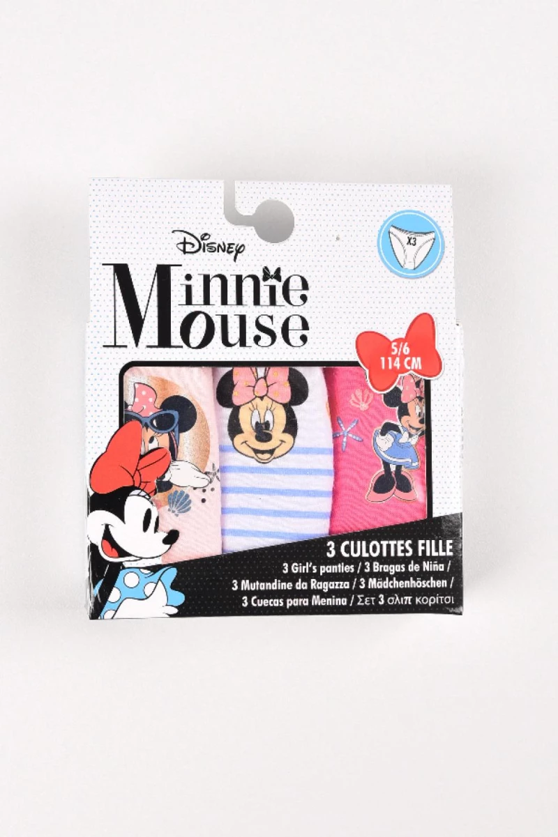 Σετ κυλοτάκια 3τμχ. κορίτσι "Minnie Mouse summertime" ροζ-φούξια-λευκό