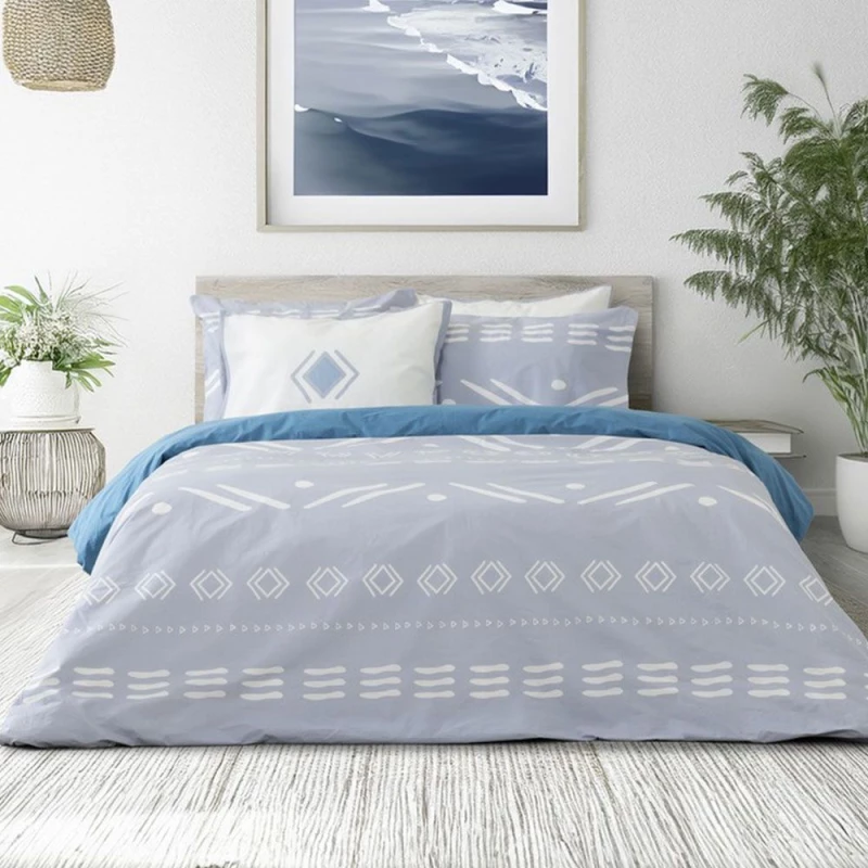 Σεντόνια Raiza (Σετ 3τμχ) Grey-Blue Nima Μονό 170x260cm 100% Βαμβάκι