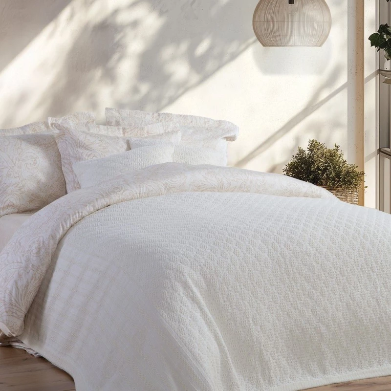 Κουβέρτα Ventora Ecru Nef-Nef Homeware Υπέρδιπλo 230x250cm 100% Βαμβάκι