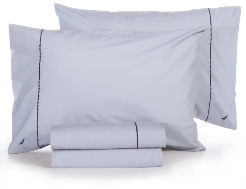 Σεντόνια Nau Wave Solid (Σετ 4τμχ) Silver Nautica Υπέρδιπλo 240x270cm 100% Βαμβάκι