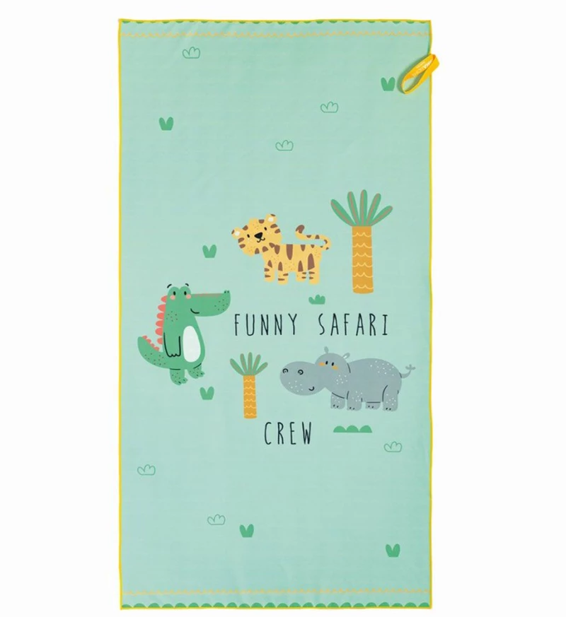 Πετσέτα Θαλάσσης Παιδική Funny Safari Green-Multi Nima Θαλάσσης 70x140cm Microfiber