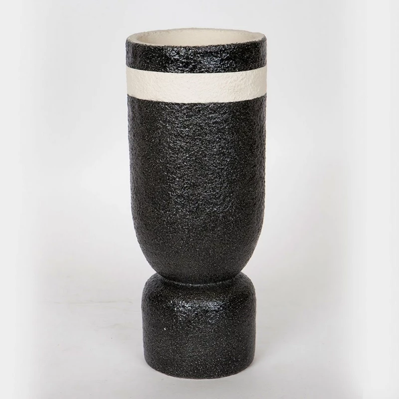 Βάζο Τσιμεντένιο 752-20295 12x12x30cm Black-White Estheti Home Τσιμέντο