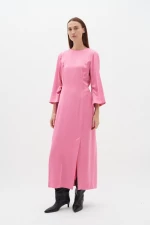 Ροζ σατέν μακρύ φόρεμα Mehina Inwear - Ροζ