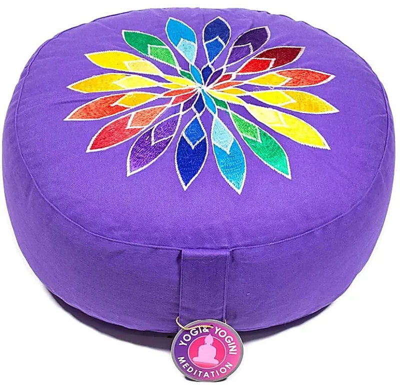 Μαξιλάρι Διαλογισμού Κεντημένο Meditation Cushion Violet Flower 33Χ17cm