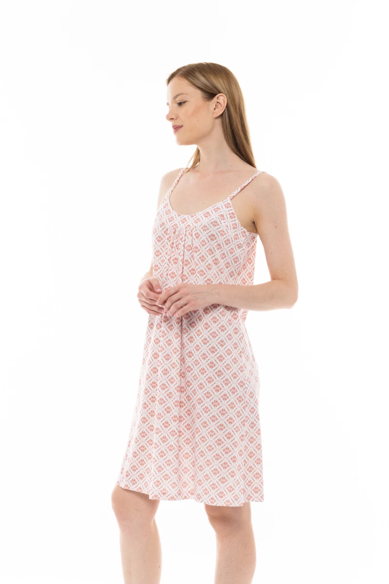 Γυναικείο Νυχτικό Pink Label - Εμπριμέ - Τιράντα - Cotton