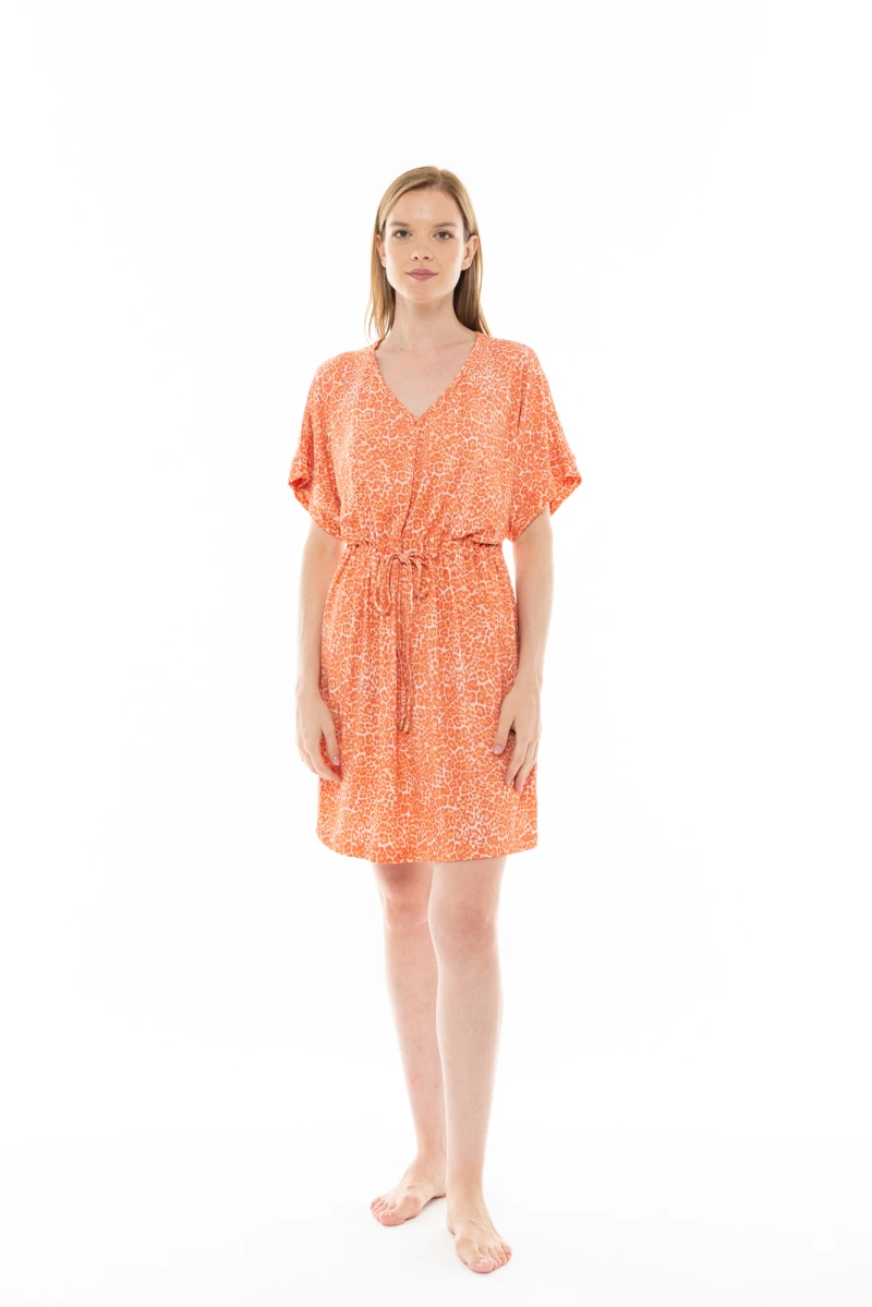 Γυναικείο Νυχτικό Pink Label - Leopar Print - Κοντομάνικο - Viscose