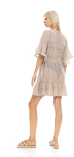 Γυναικείο Beachdress Pink Label -  Mini Καφτάνι - Nude - Regular Fit - Cotton