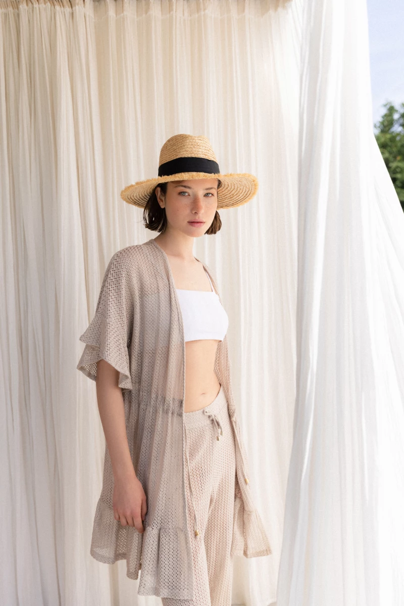 Γυναικείο Beachdress Pink Label -  Mini Καφτάνι - Nude - Regular Fit - Cotton