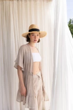 Γυναικείο Beachdress Pink Label -  Mini Καφτάνι - Nude - Regular Fit - Cotton