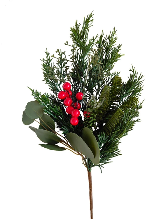 RED BERRY 42 ΧΡΙΣΤΟΥΓΕΝΝΙΑΤΙΚΟ ΚΛΑΔΙ ΜΕ ΓΚΙ 42 POLYFOAM ΠΡΑΣΙΝΟ ΚΟΚΚΙΝΟ PVC INTHEBOX