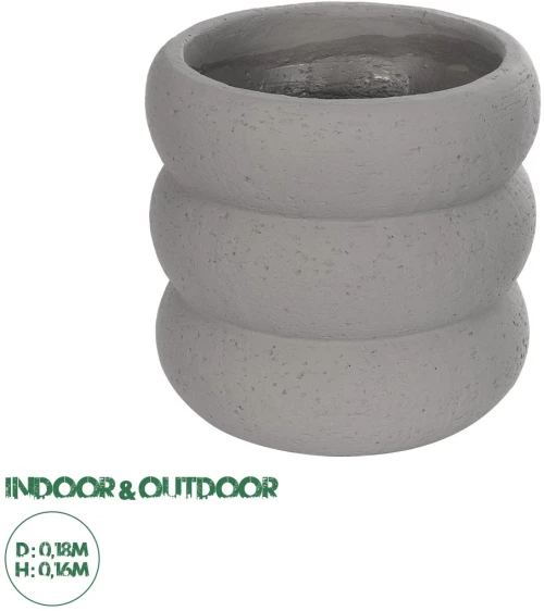GloboStar® Artificial Garden ALBERT 21248 Διακοσμητική Κεραμική Γλάστρα ΓΚΡΙ Π18 x Μ18 x Υ16 cm