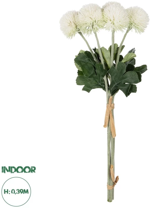 GloboStar® Artificial Garden WHITE ONIONBALL BOUQET 21371 Τεχνητό Διακοσμητικό OnionBall Μπουκέτο Y39cm