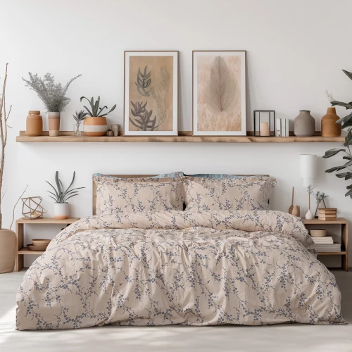 Beauty Home Σετ σεντόνια υπέρδιπλα με λάστιχο Art 12210 Anastasia 100% Βαμβακοσατέν 300tc 170x200+30 Μπεζ