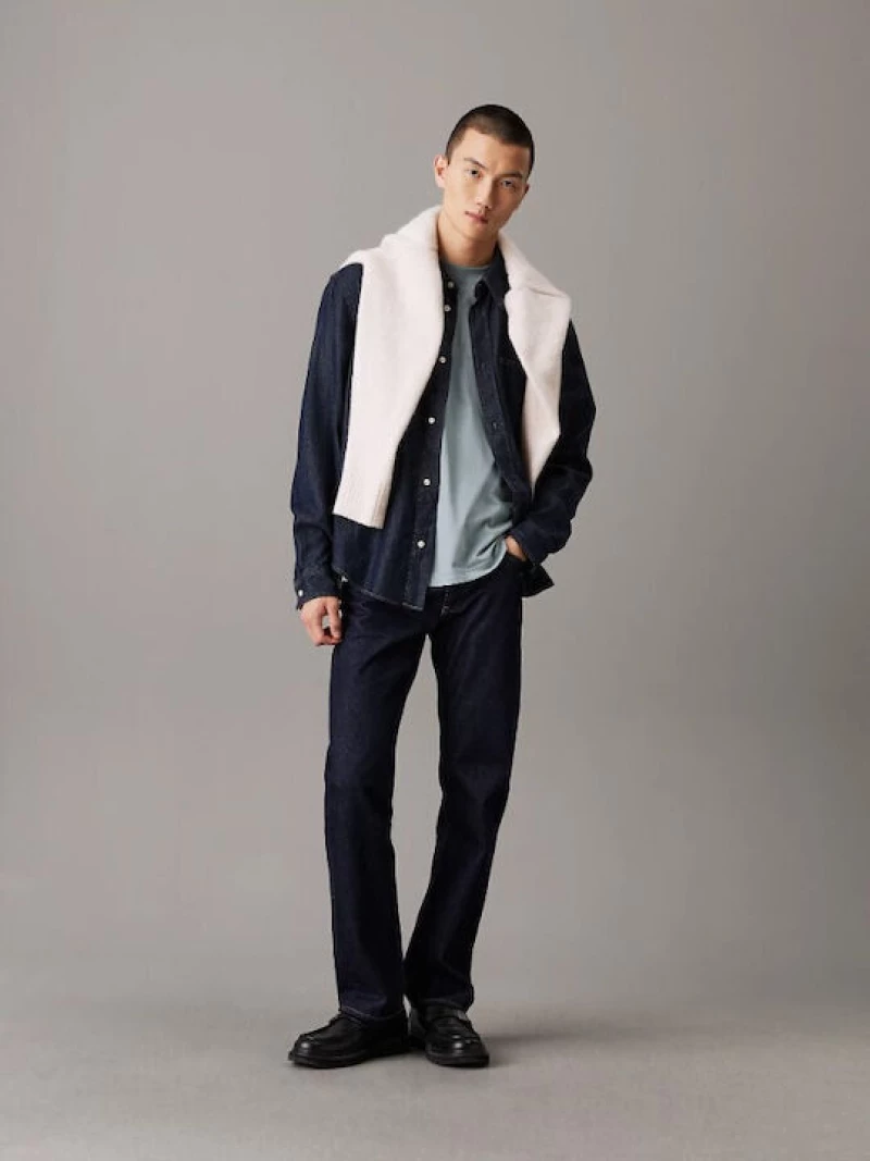 Calvin Klein ανδρικό regular τζιν πουκάμισο denim dark J30J326584-1bj