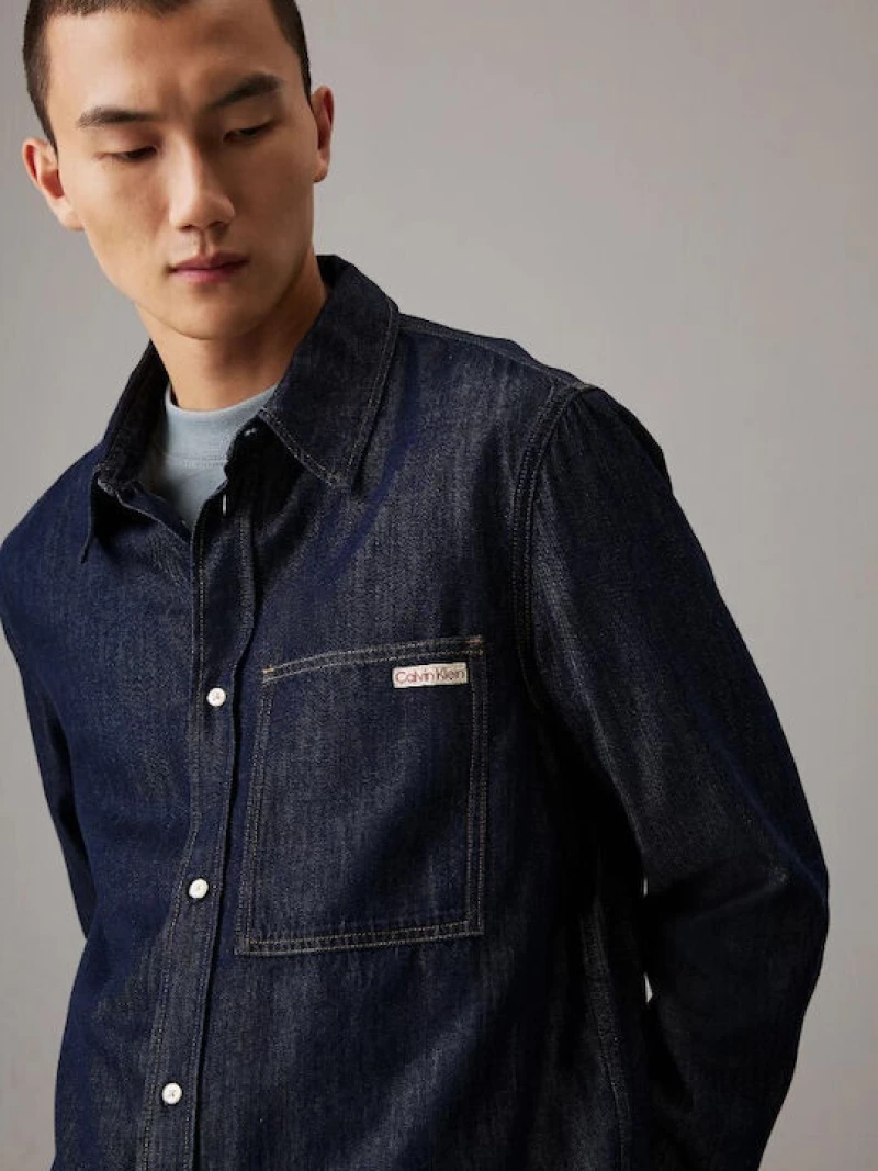 Calvin Klein ανδρικό regular τζιν πουκάμισο denim dark J30J326584-1bj