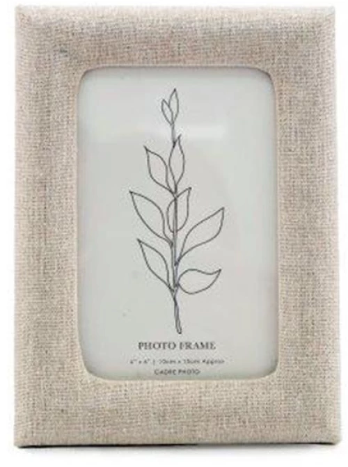 Κορνίζα μπεζ ύφασμα 10x15cm