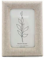 Κορνίζα μπεζ ύφασμα 10x15cm