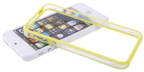 Διαφανές πλαστικό πλαίσιο προφυλακτήρα με κουμπιά για iPhone 5 (κίτρινο)