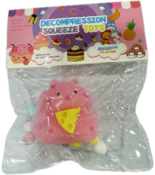 Antistress Pinch Family Squishy Taba Ποντικάκι με Μοτίφ Σκληρό Τυρί Ροζ