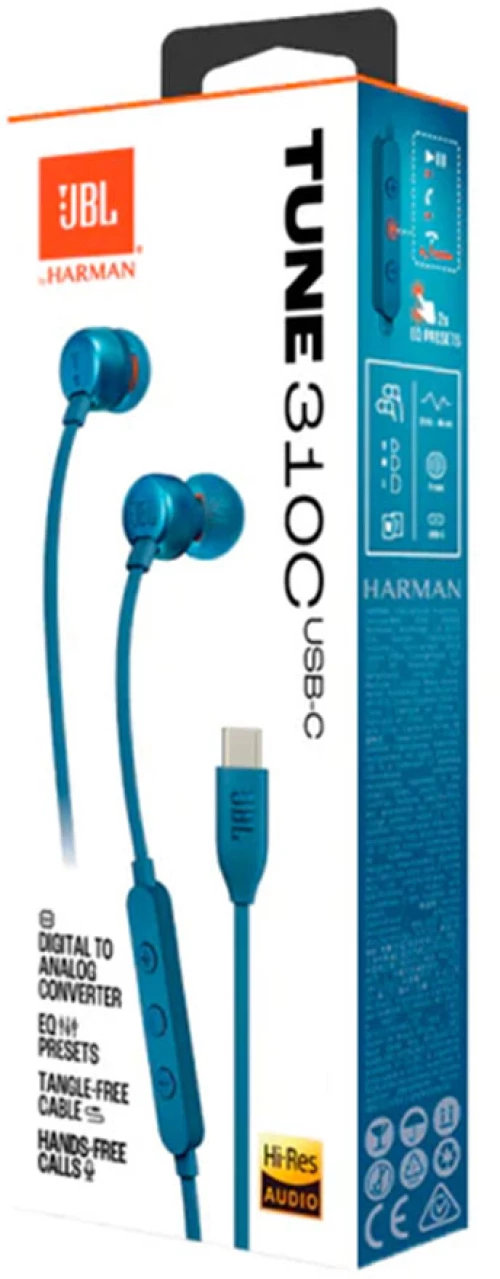 JBL 310C Headphone με Βύσμα USB-C Blue